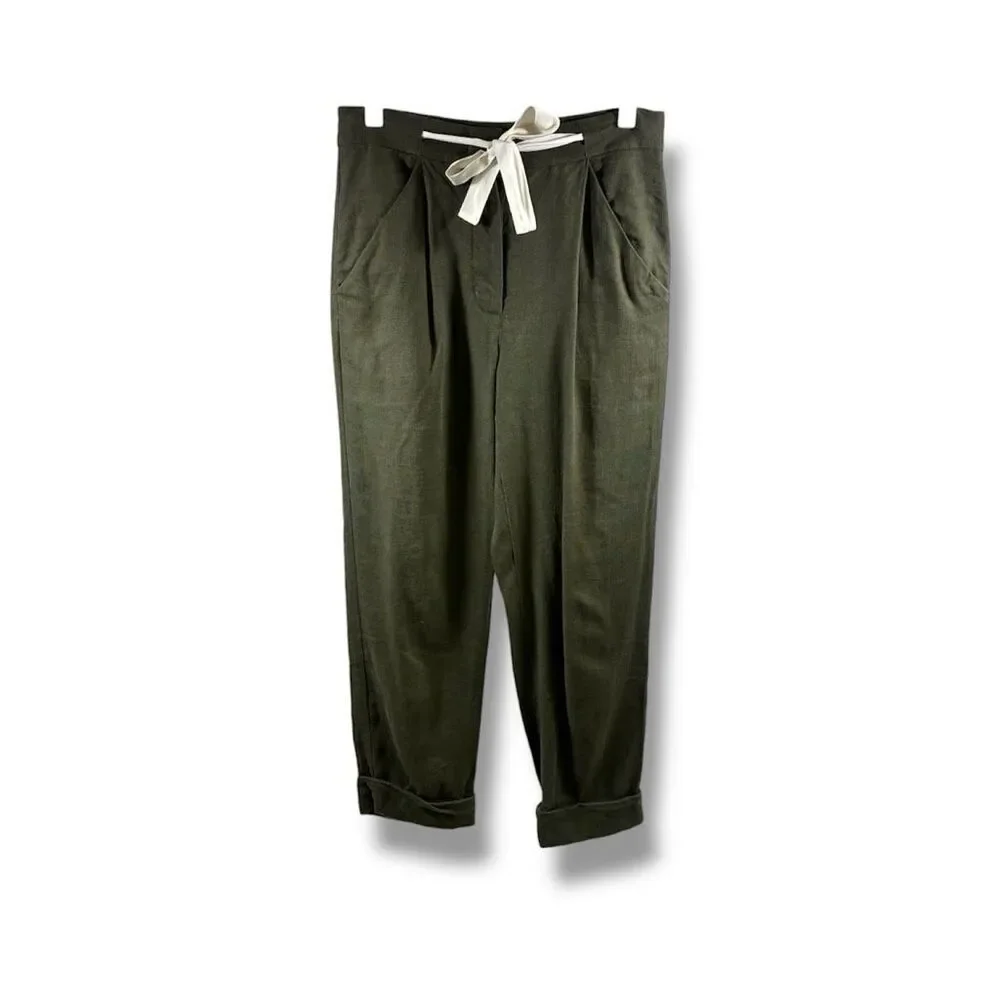 Wilfred Aritzia Allant Crepe Trousers in Olive Green Size 4